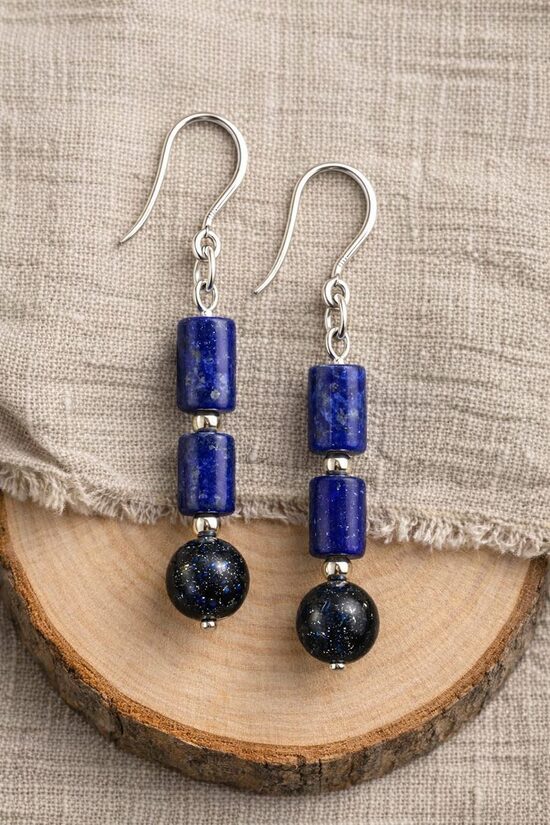 Dabīgo akmeņu auskari "Pāva Elegance"